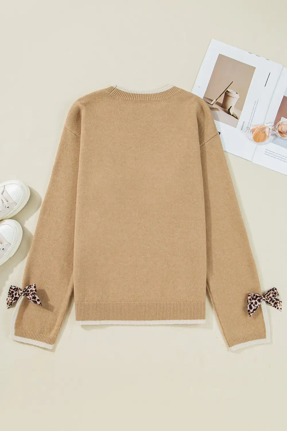 Leopard Print Bow Detail Sweater
