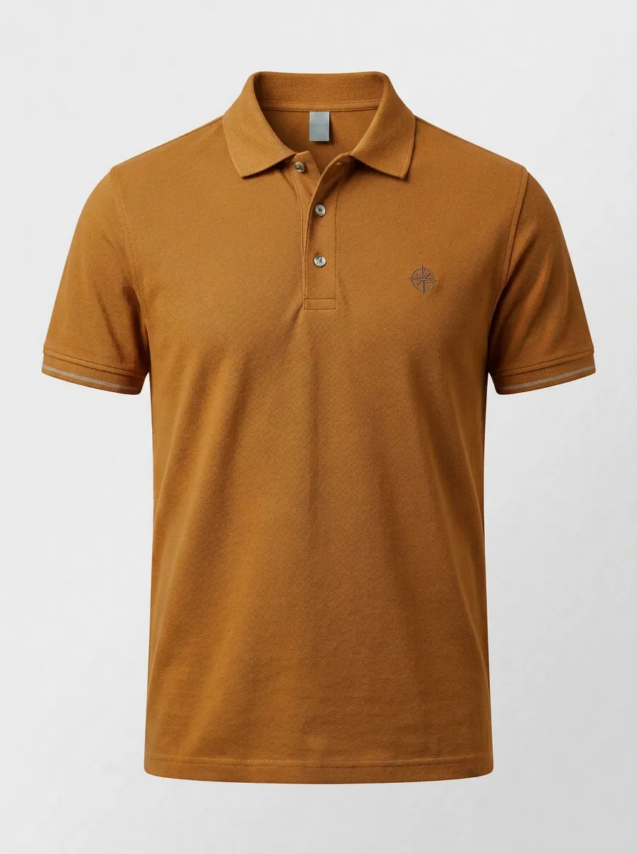 Compass-Detail Embroidered-Detail -Detail Men's Polo Shirt