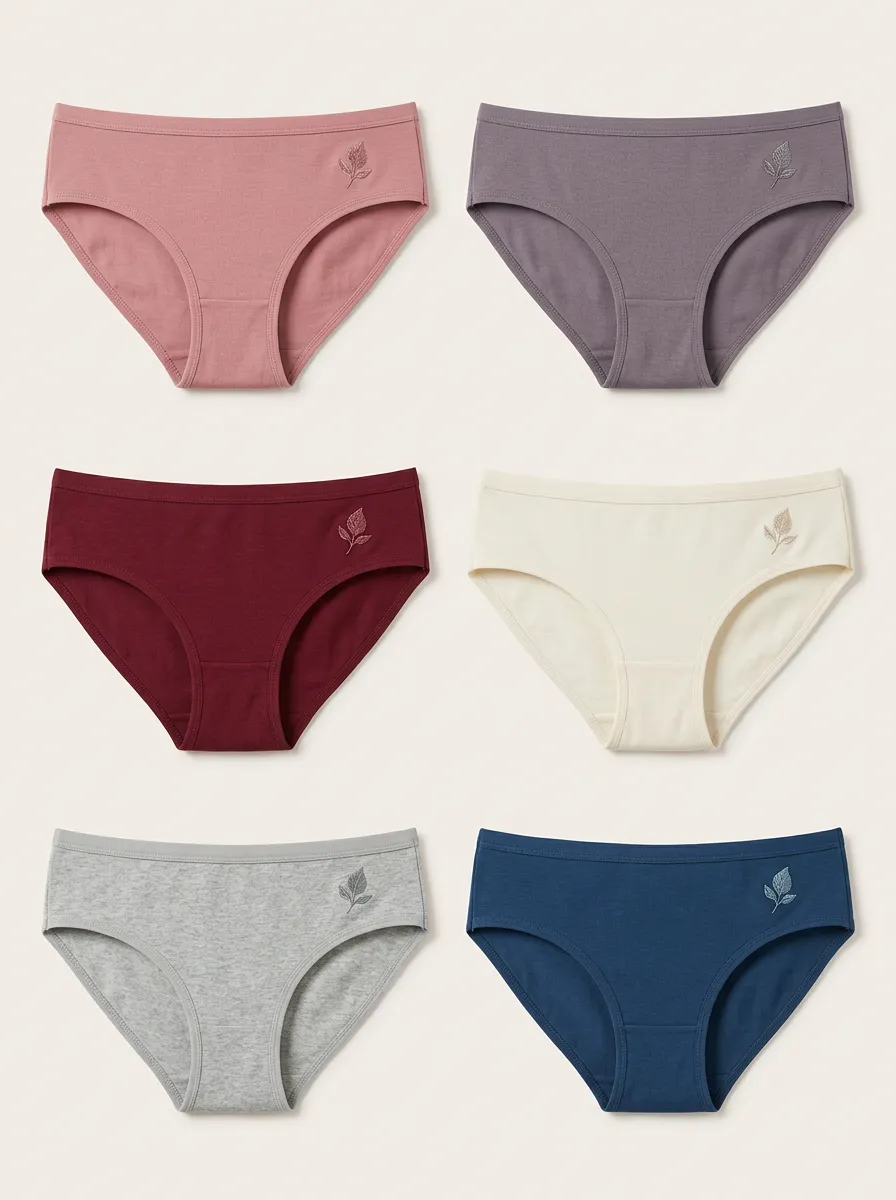 Women's Side Leaf Embroidered Classic Brief Set