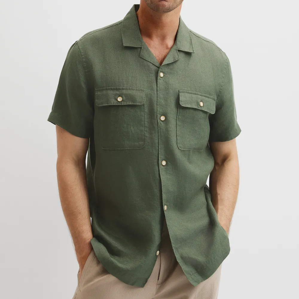 Men's Textured Short Sleeve Linen