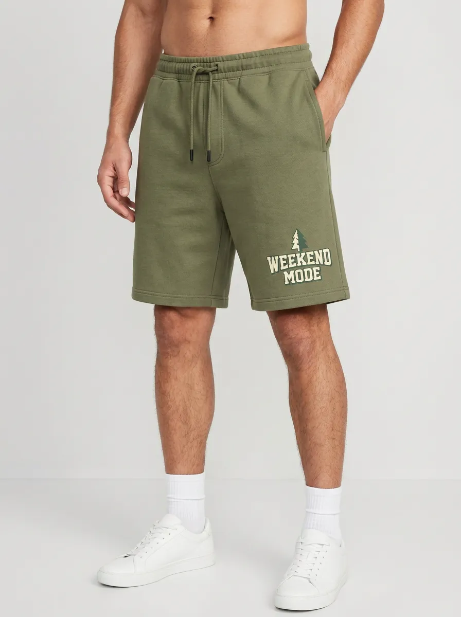 Men's Forest Tree Graphic Drawstring Relaxed-Fit Printed Sweat Shorts