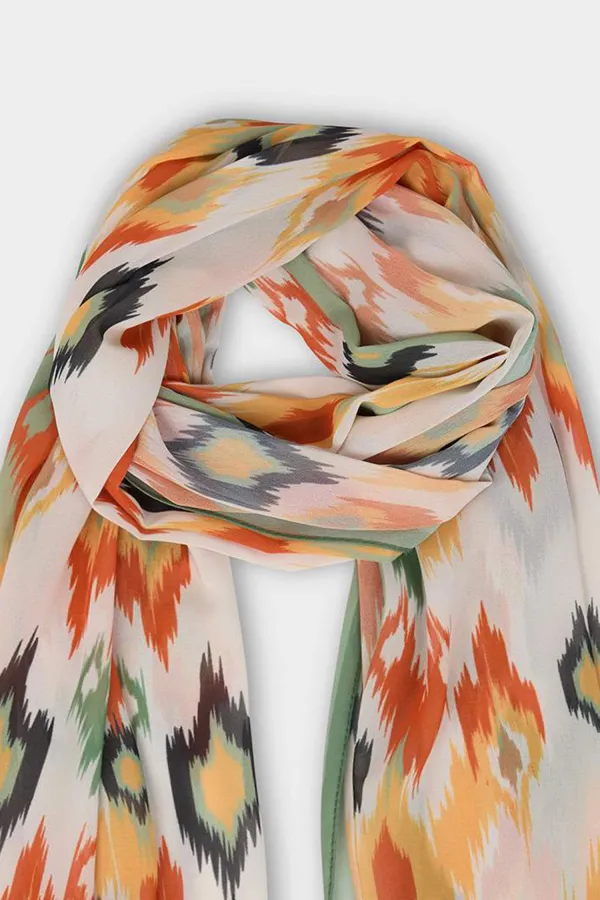 Irregular Print Silk Scarf