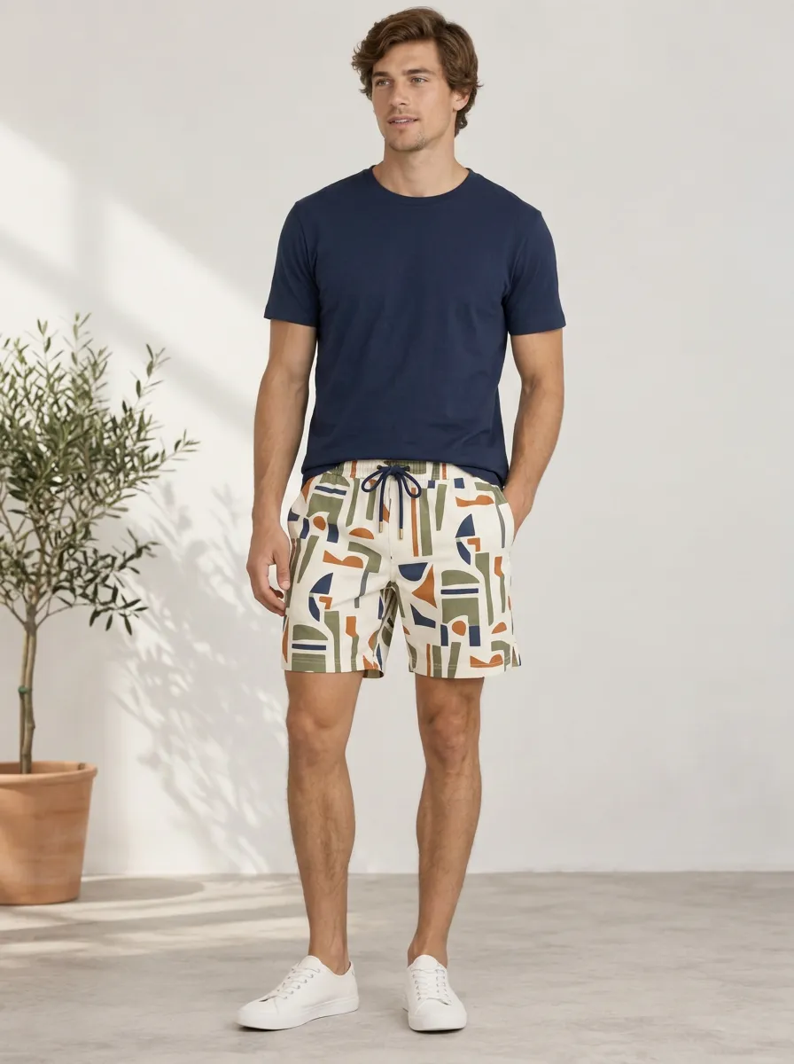 Men's Dynamic Geometric Abstract Printed Shorts