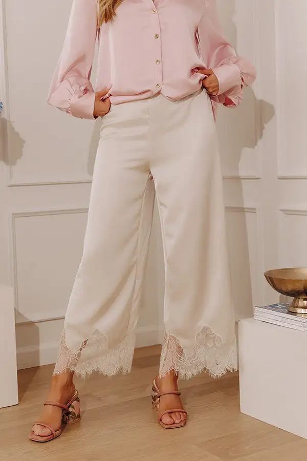 Mid Rise Relaxed Wide Leg Satin Pants