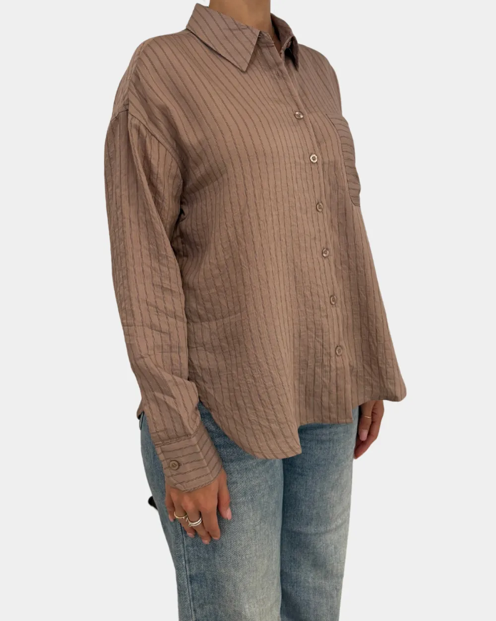 Stripe Button Front Top