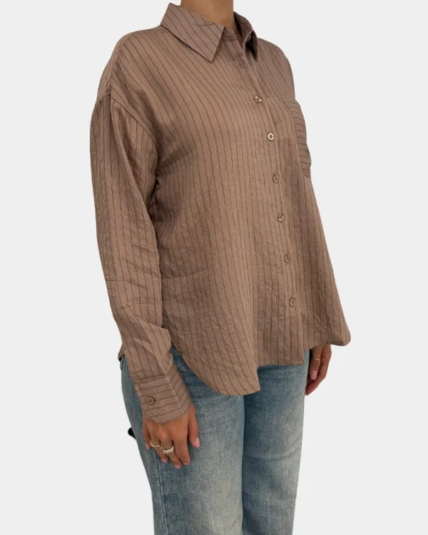 Stripe Button Front Top