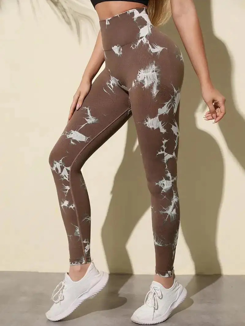Seamless Fitness Gym Leggings Tie Dye Yoga Pants Tights High Waist