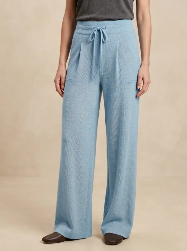 Ribbed Drawstring Wide Leg Pants
