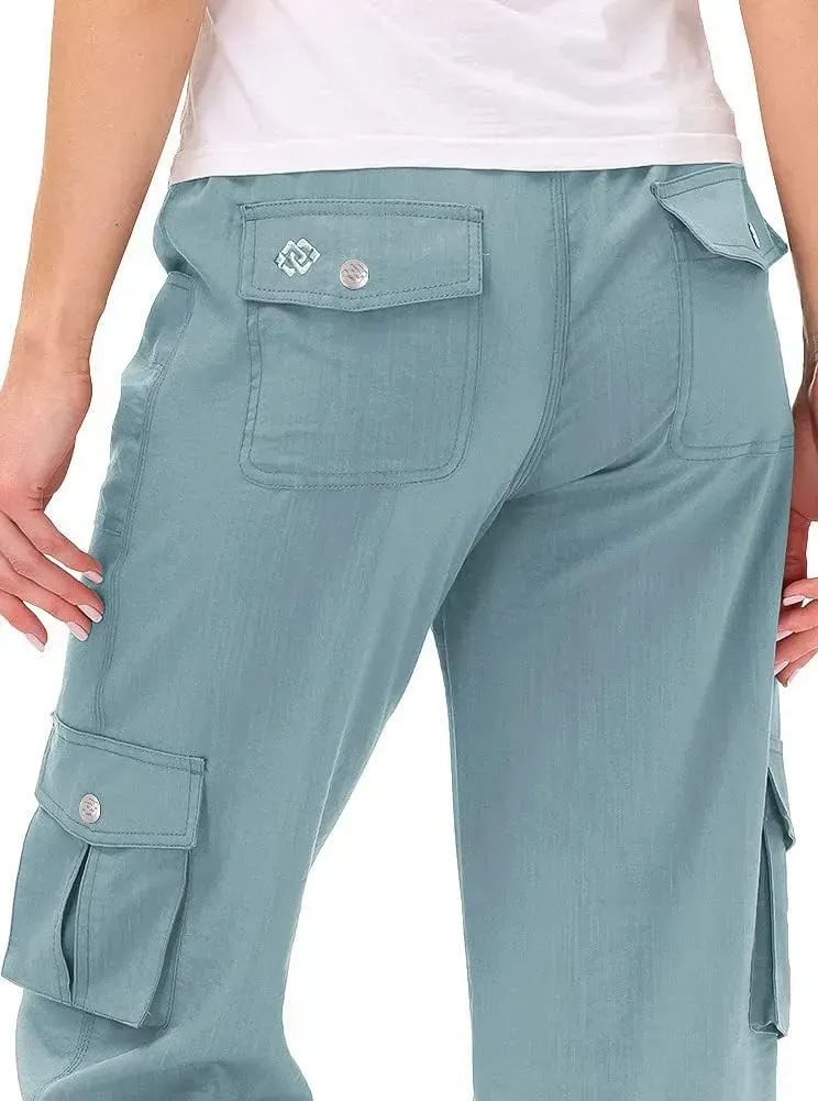 MoFiz Womens Capris with Pockets Loose Fit Casual Capri Pants Dressy Lightweight Ladies Baggy Cargo Pants for Hiking