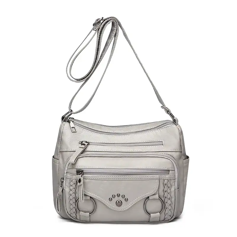 Chic Off-White Multi-Pocket Crossbody Bag