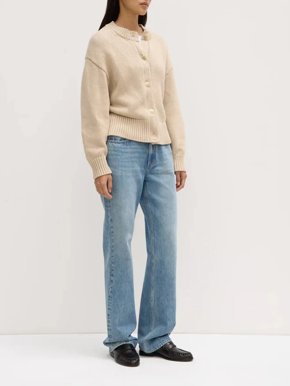 Casual Style Knit Cardigan Natural
