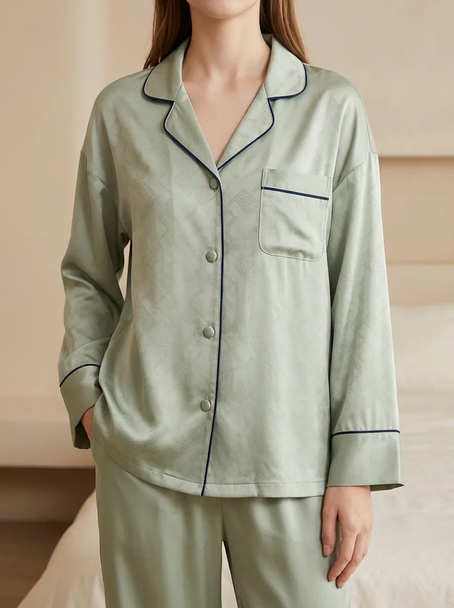Geometric Satin Pajama Shirt