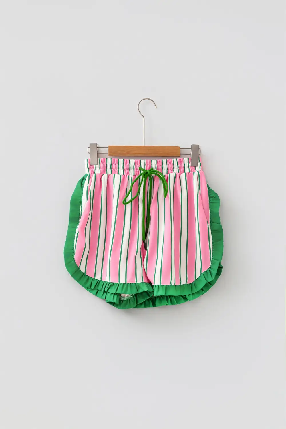 Drawstring Elastic-Waist Ruffled Pocketed Casual Shorts