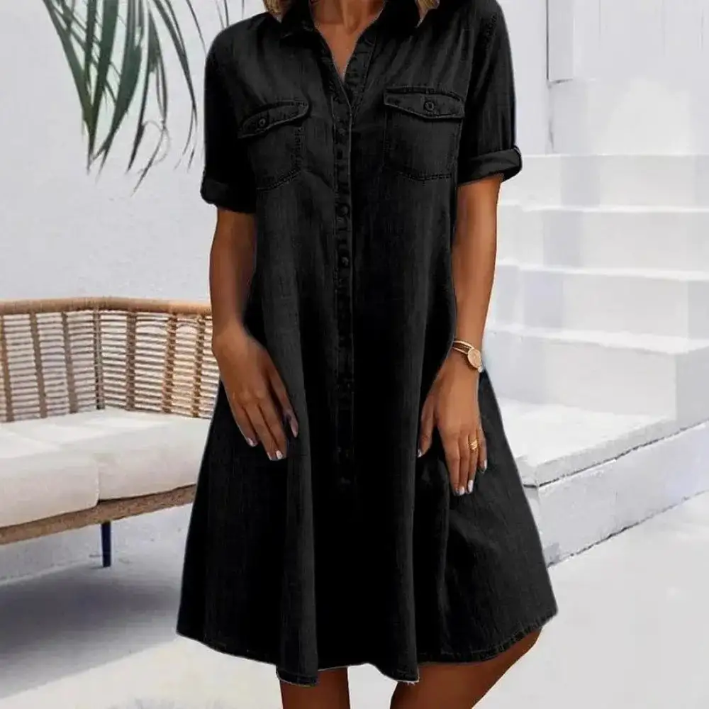 Denim Button-Down Shirt Dress