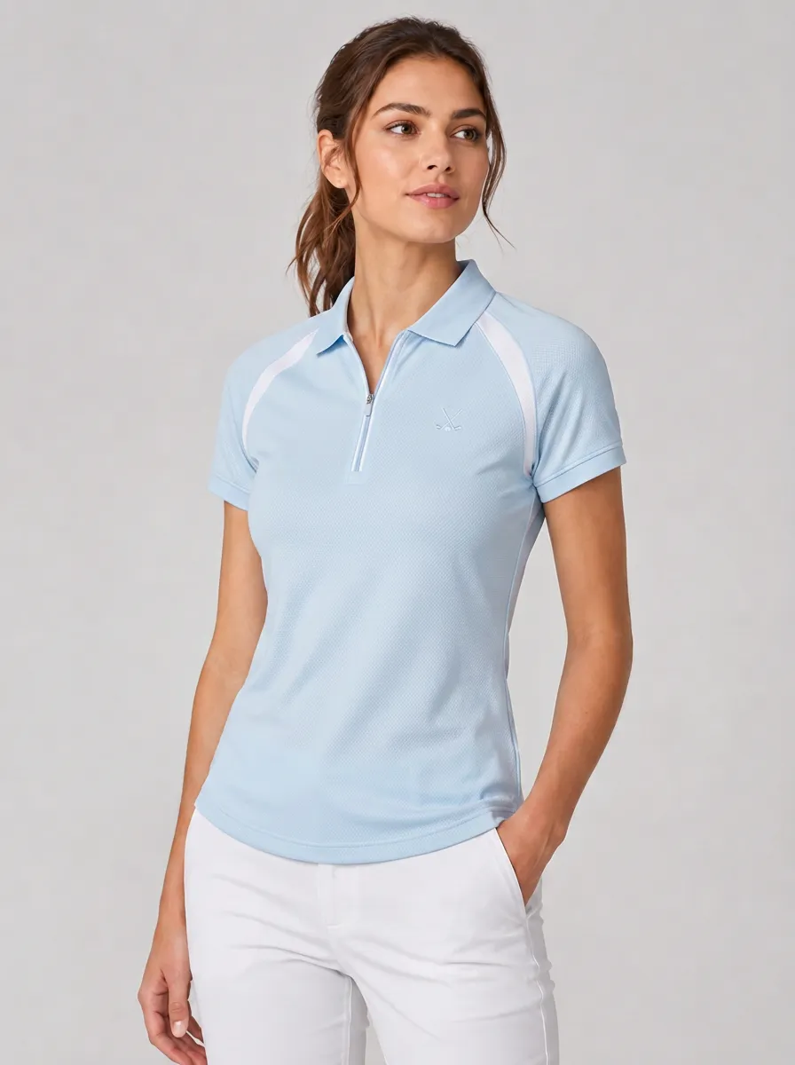 Women's Equestrian Lover Crossed Whip Printed Quarter Zip Polo Shirt