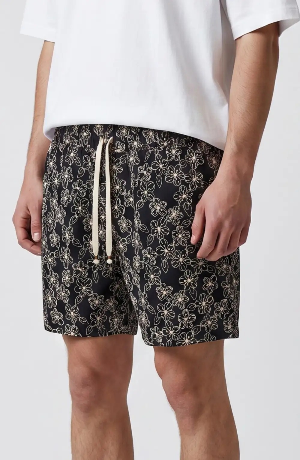 Men's Embroidered Woven Drawcord Shorts