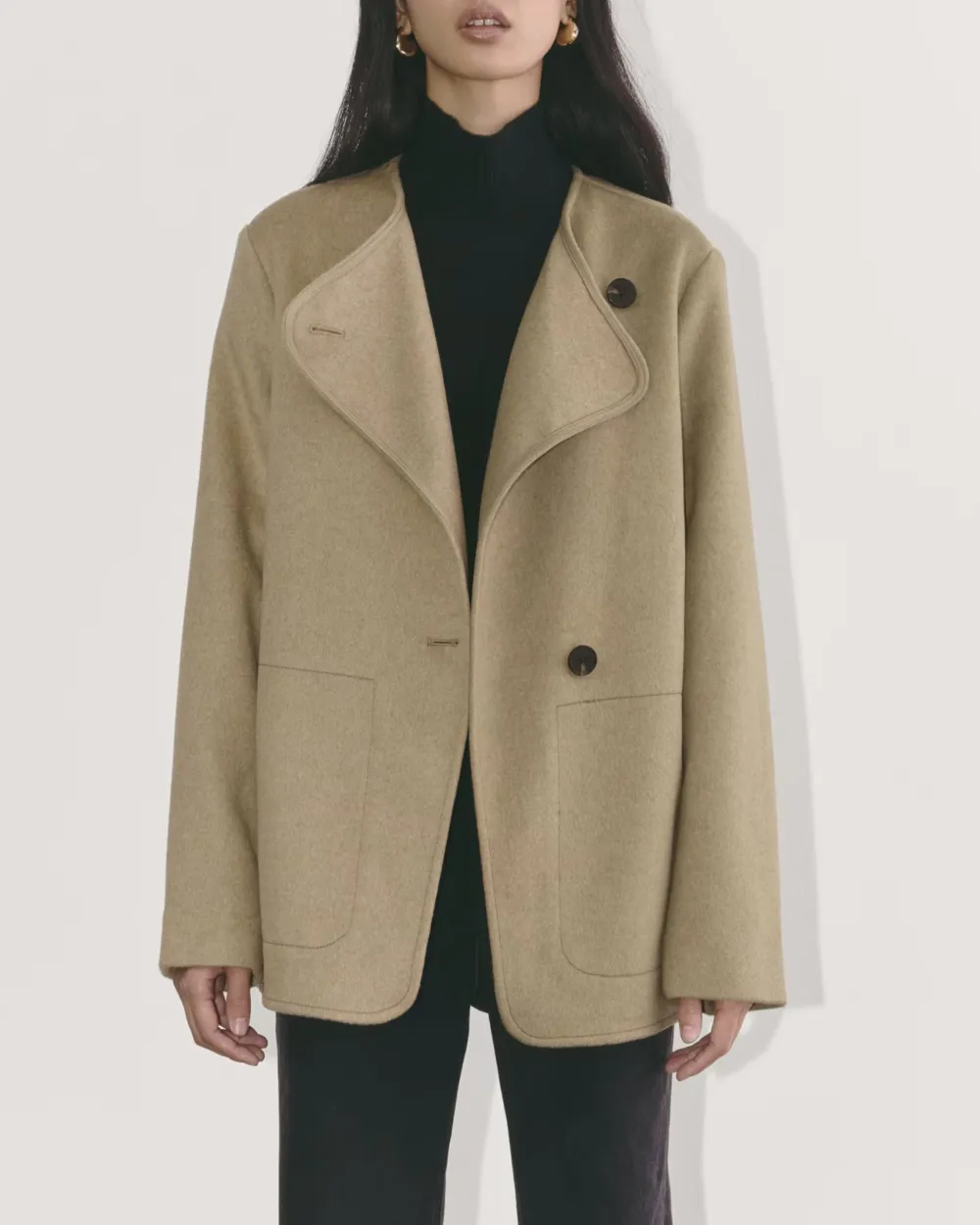 Short Wool Coat With Lapel