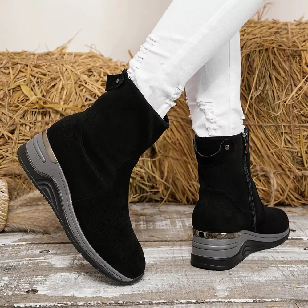 Suede Ankle Boots with Wedge Heel