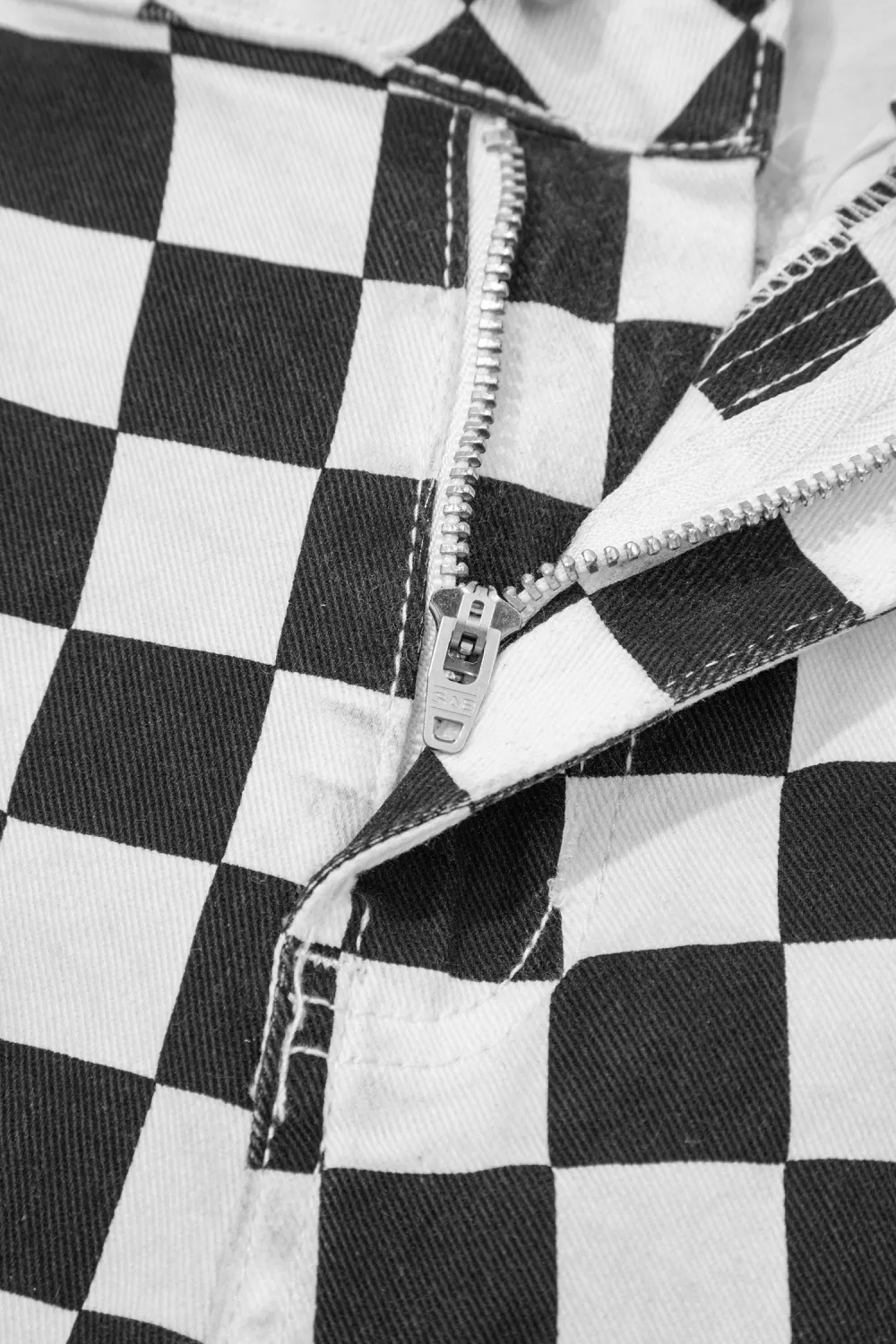 Black Checkerboard Cropped Jeans