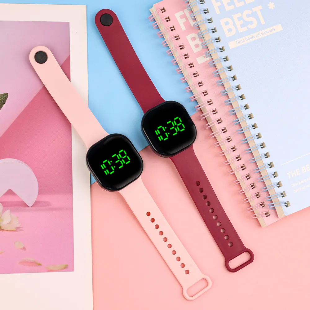 Minimalist Square Digital Watch with Silicone Band
