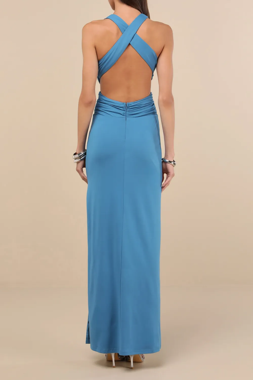 Sexy Style Backless Column Maxi Dress