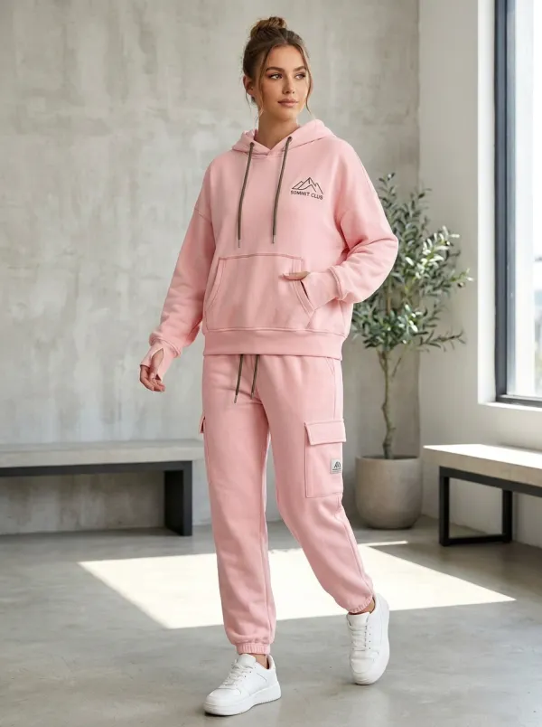 Women's Hiking Lover Summit Club Mountain Printed Hoodie Jogger Set