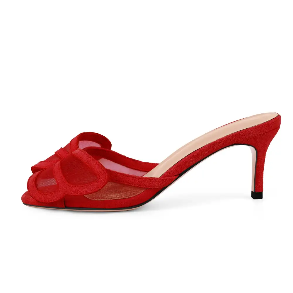 Mesh Butterfly Suede Mule Sandals
