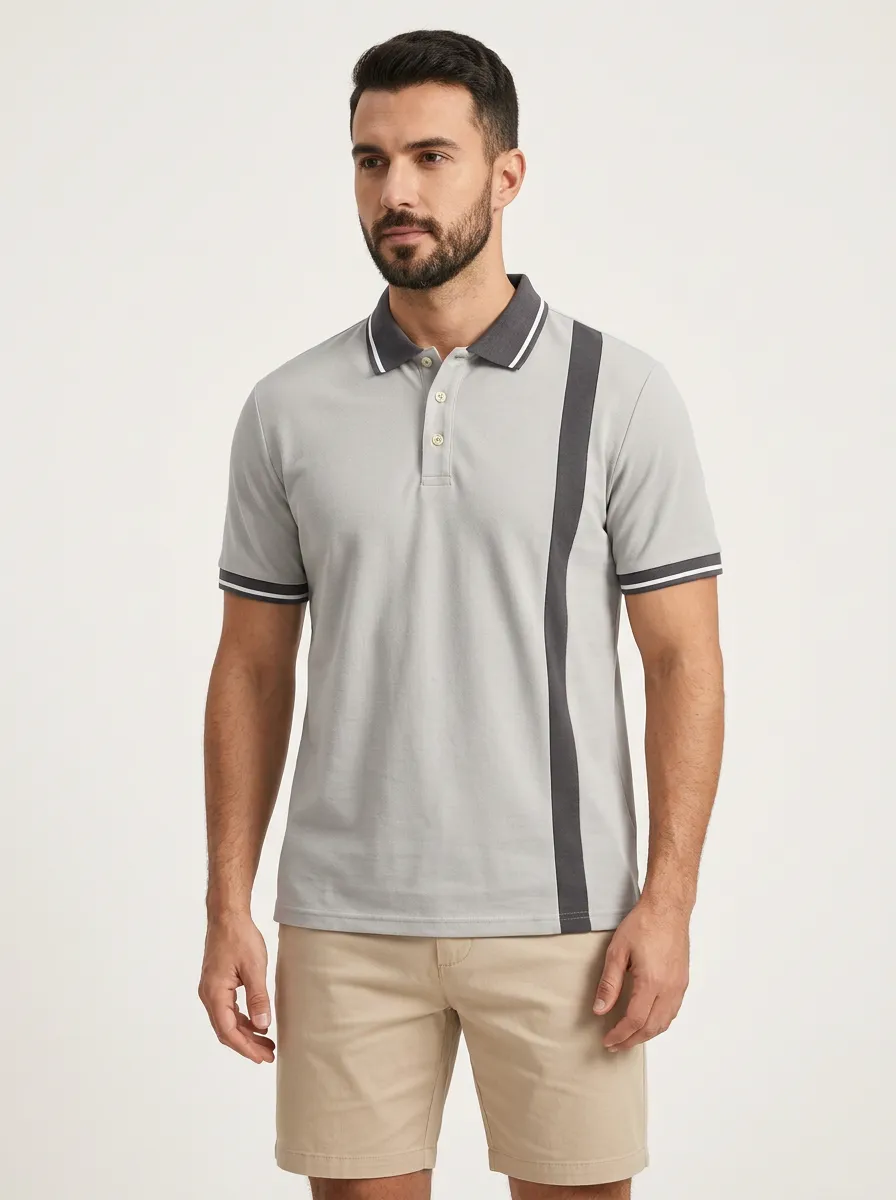 Men's Casual Minimalist Vertical Stripe Printed Polo Shirt