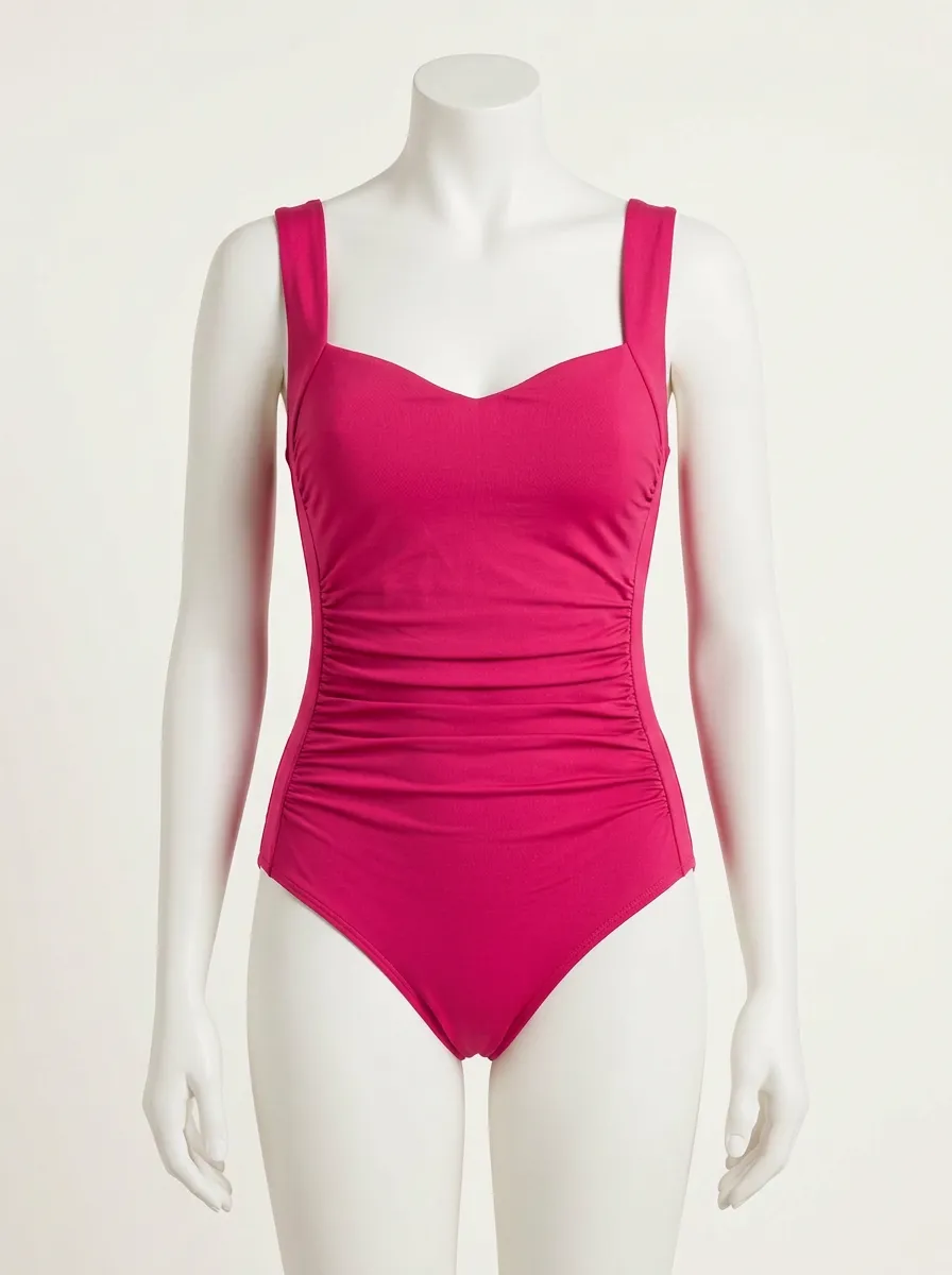 Sweetheart-Neck Ruched One-Piece Swimsuit