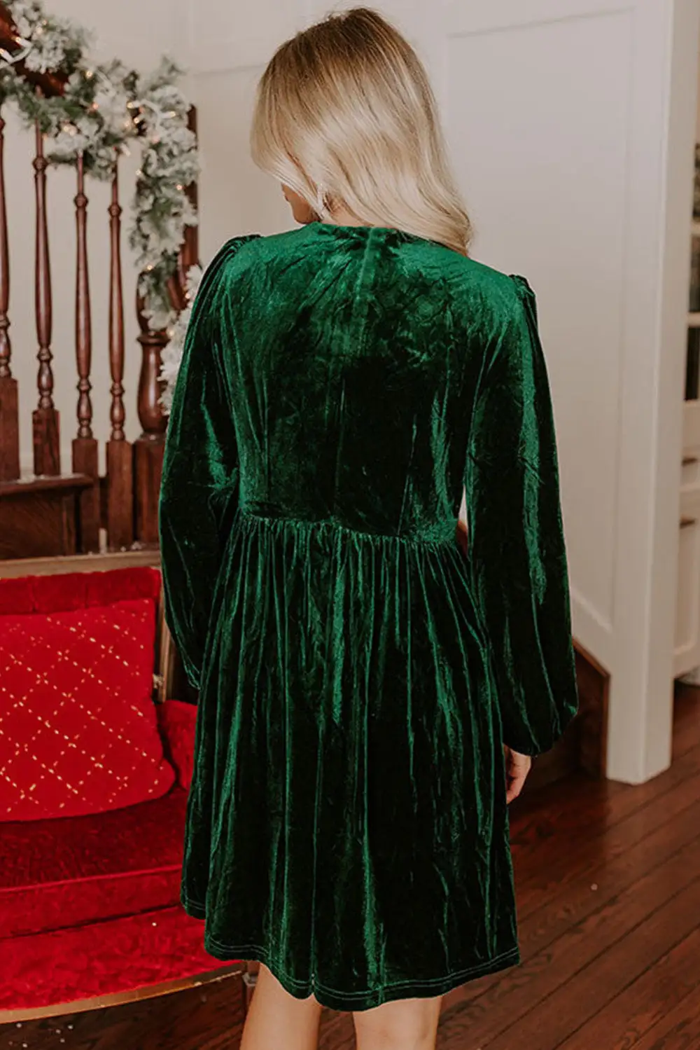 Tie Detail Velvet Look Mini Dress