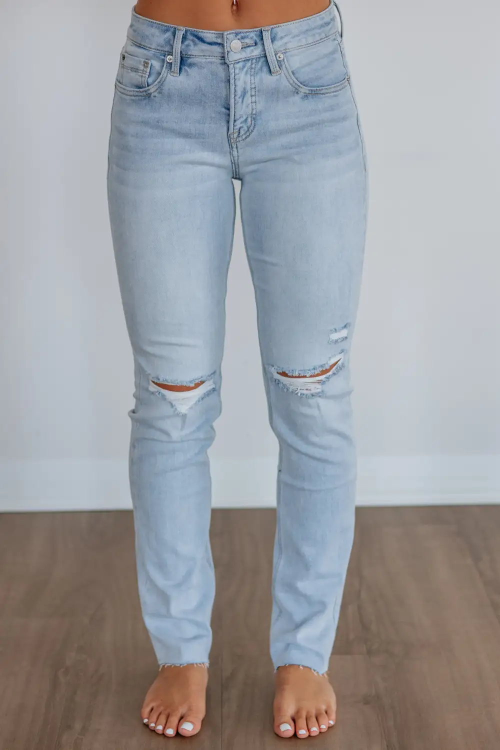 Women's Mid Rise Straight Leg Tummy Control Jeans
