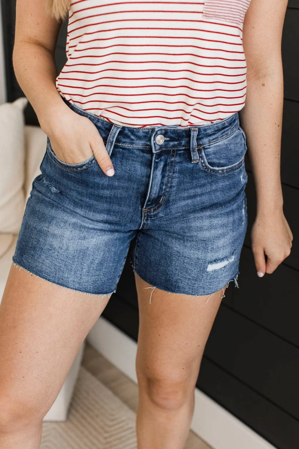 High-Rise Denim Relaxed Shorts