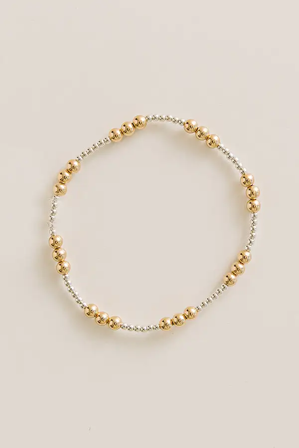 Beaded Mixed Metal Statement Stretch Bracelet