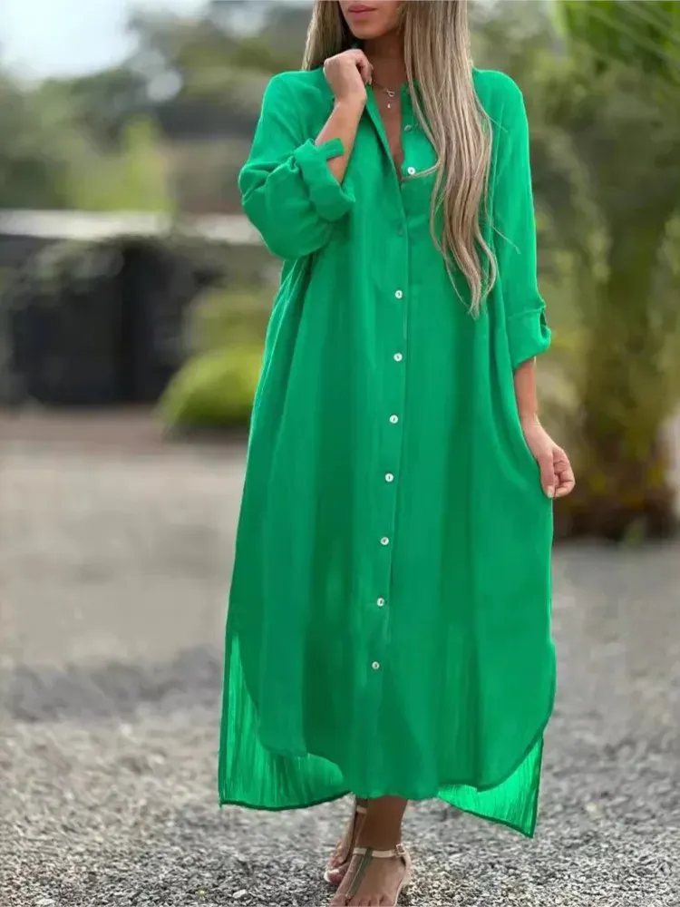 Long Sleeve Cotton Blend Long Skirt