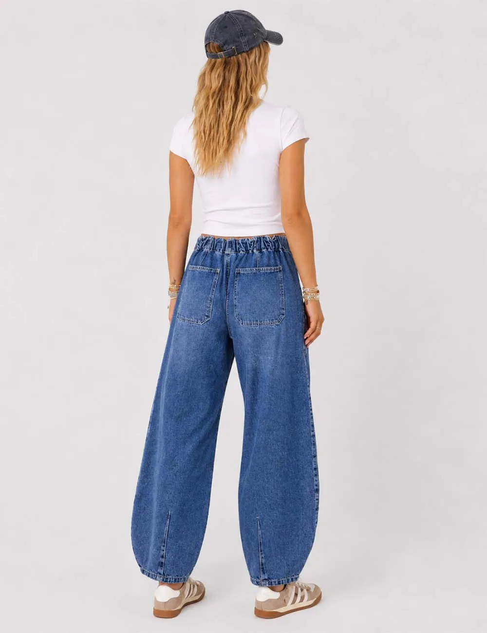 Elastic Waist String Pocket Denim Pants