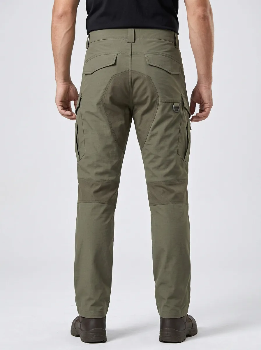 Men's Tactical D-Ring Zip-Compartment Cargo-Pocket Straight-Leg Cargo Pants