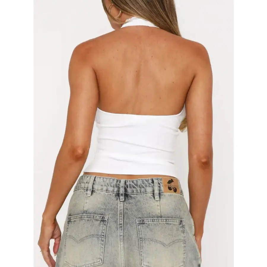 Lace Detail Halter Neck Camisole Top