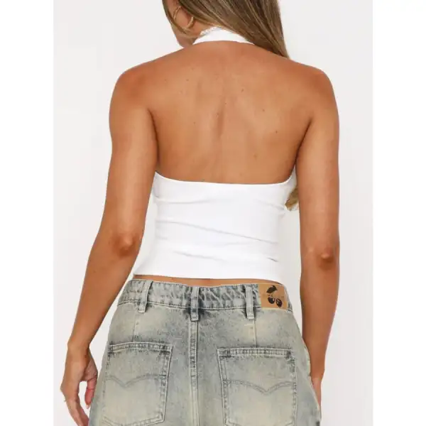 Lace Detail Halter Neck Camisole Top