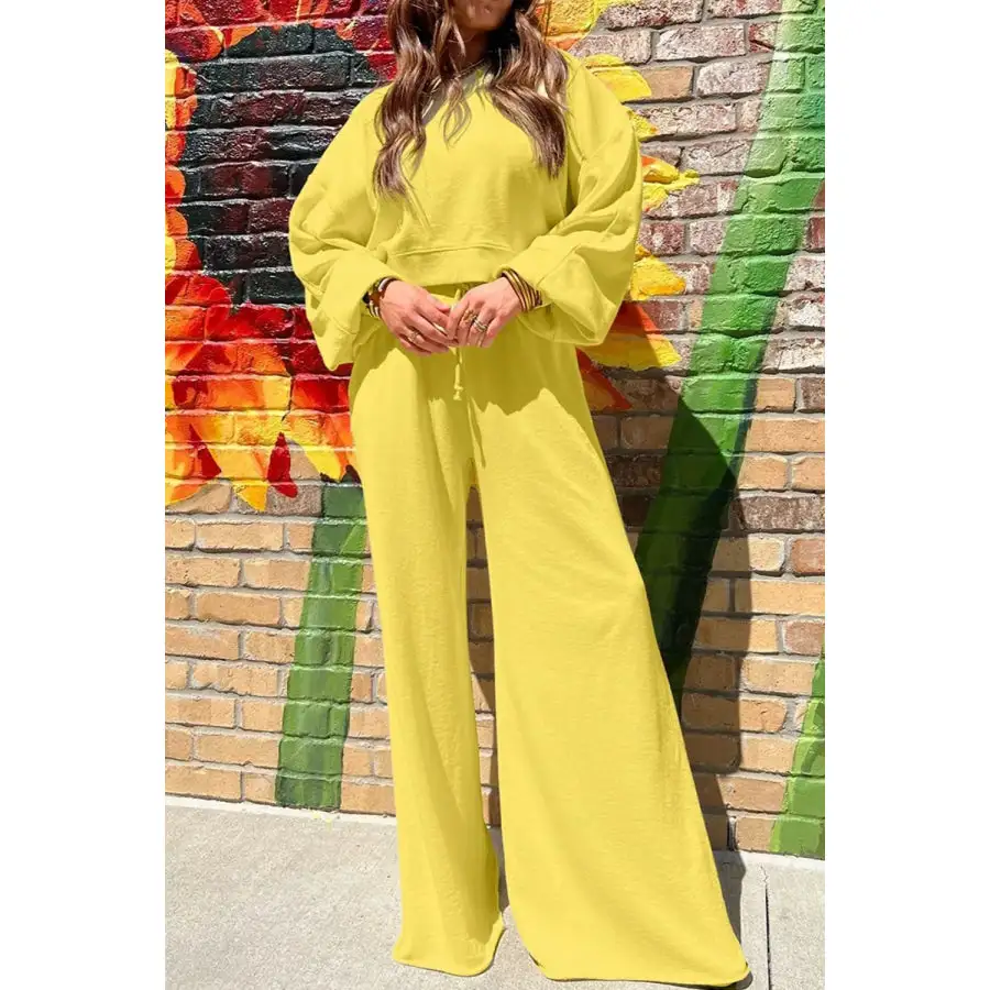 Round Neck Long Sleeve Sweatshirt and Pants Set