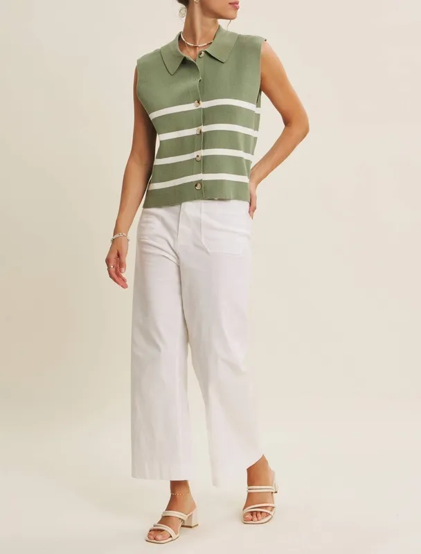 Ribbed Button-Down Sweater Vest