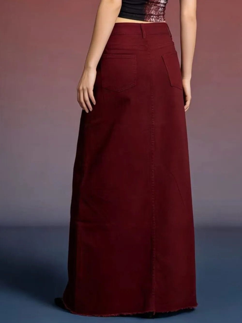 Raw Hem Maxi Skirt