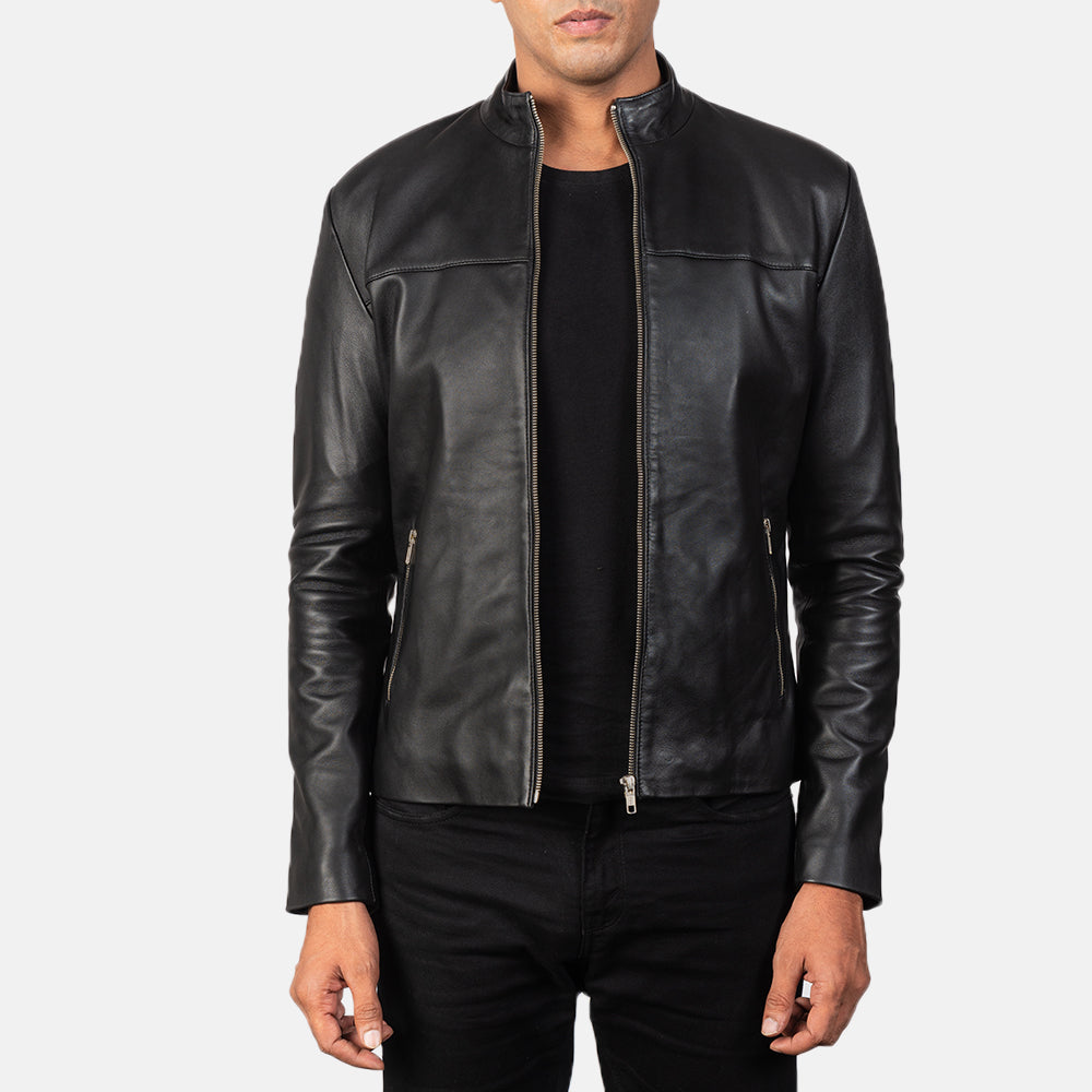 Men's Classic Rugged Biker Leather Jacket