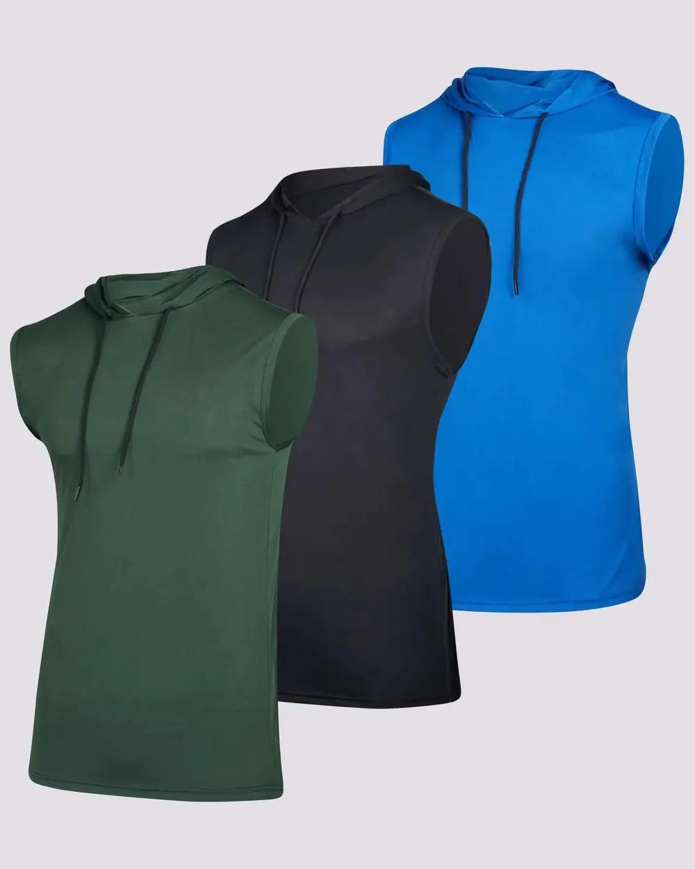 Men's Dry-Fit Active Hooded Tank Top Workout Drawstring Top (Available in Big & Tall)