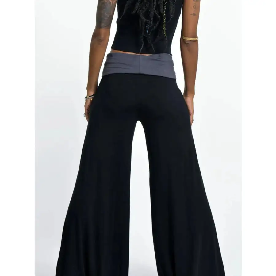 High Waisted Wide Leg Yoga Pants with Contrast Waistband