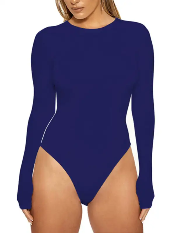 Bottoming Tops Long Sleeved Tight Fitting Jumpsuit