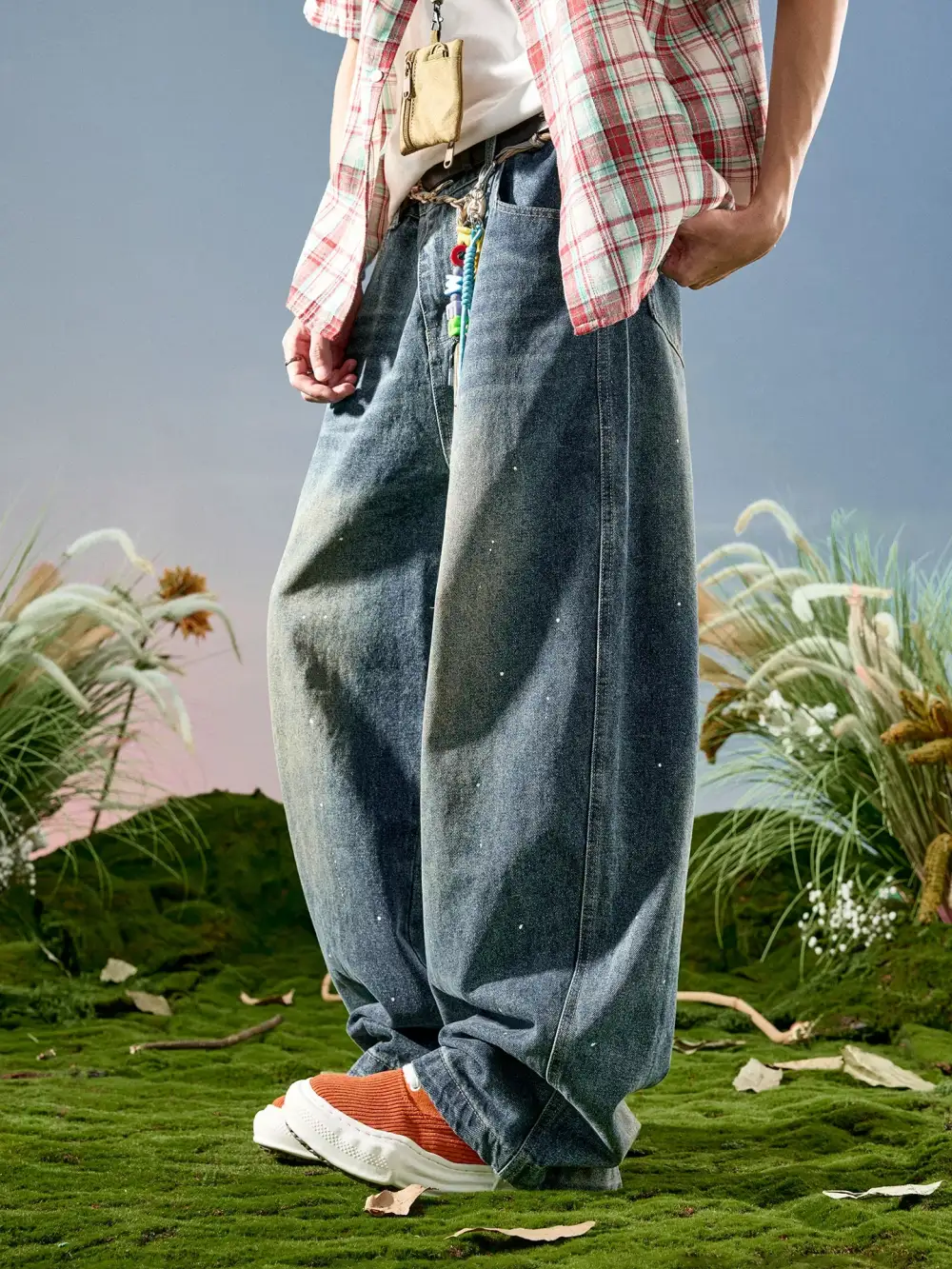 Paint Speckled Ultra Wide Leg Jeans