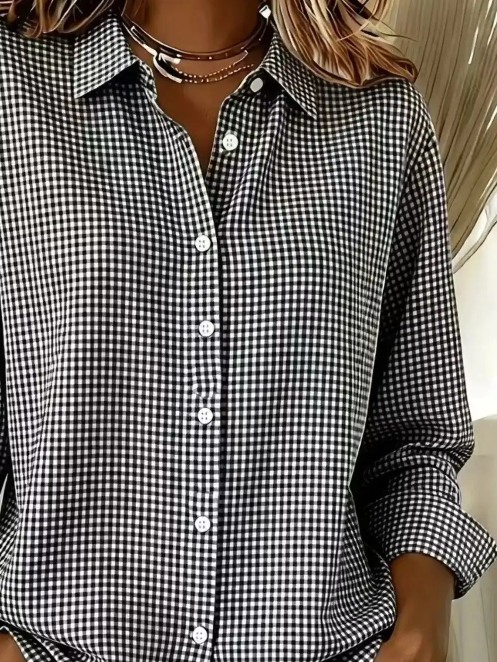 Button-up Long Sleeve Plaid Shirt