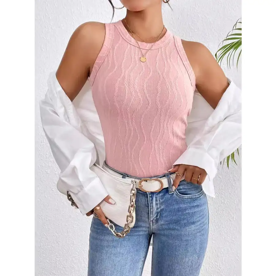 Textured Round Neck Tank Top