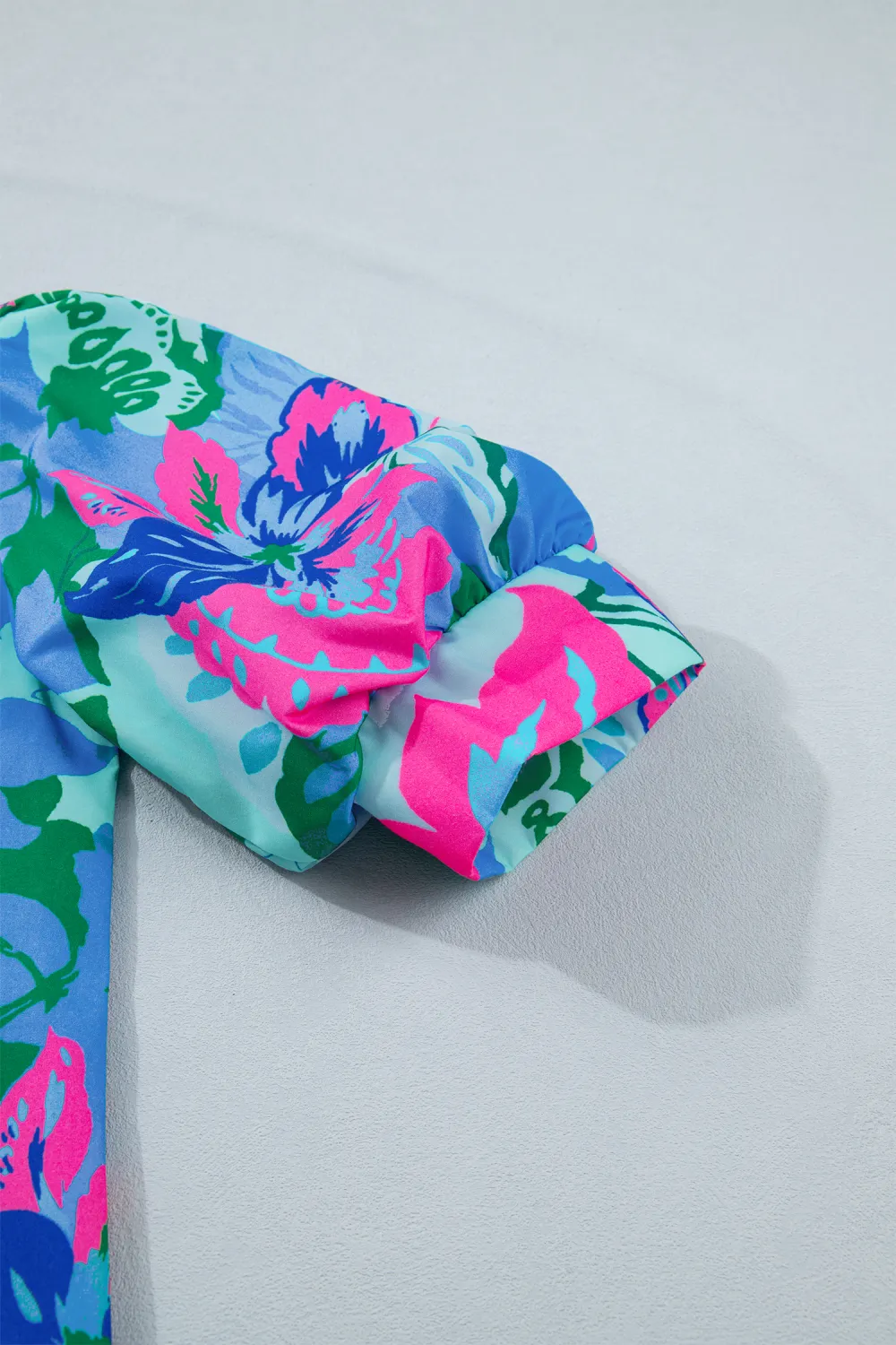 Sky Blue Floral Print V Neck Blouse