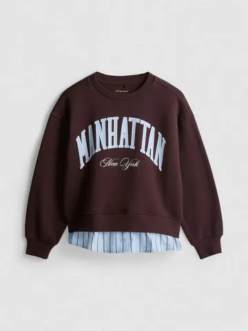 7-15yrs | Cotton Rich 2-in-1 Sweatshirt Blouse